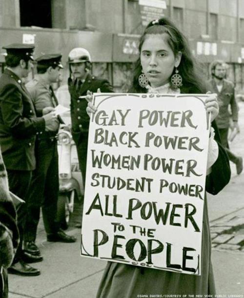 Gay power black power women power student power all power to the people